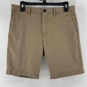 Theory Shorts Men's 32 Khaki Beige Brown Flat Front Lightweight Cotton